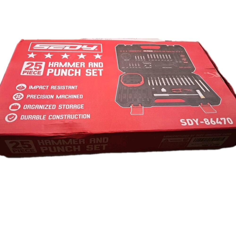Premium Pin Punch Hammer Set: 25-Piece Set and 25-Pieces, Black